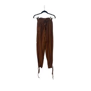 Brown Relaxed Fit Harem Pants with Stretchy Waist